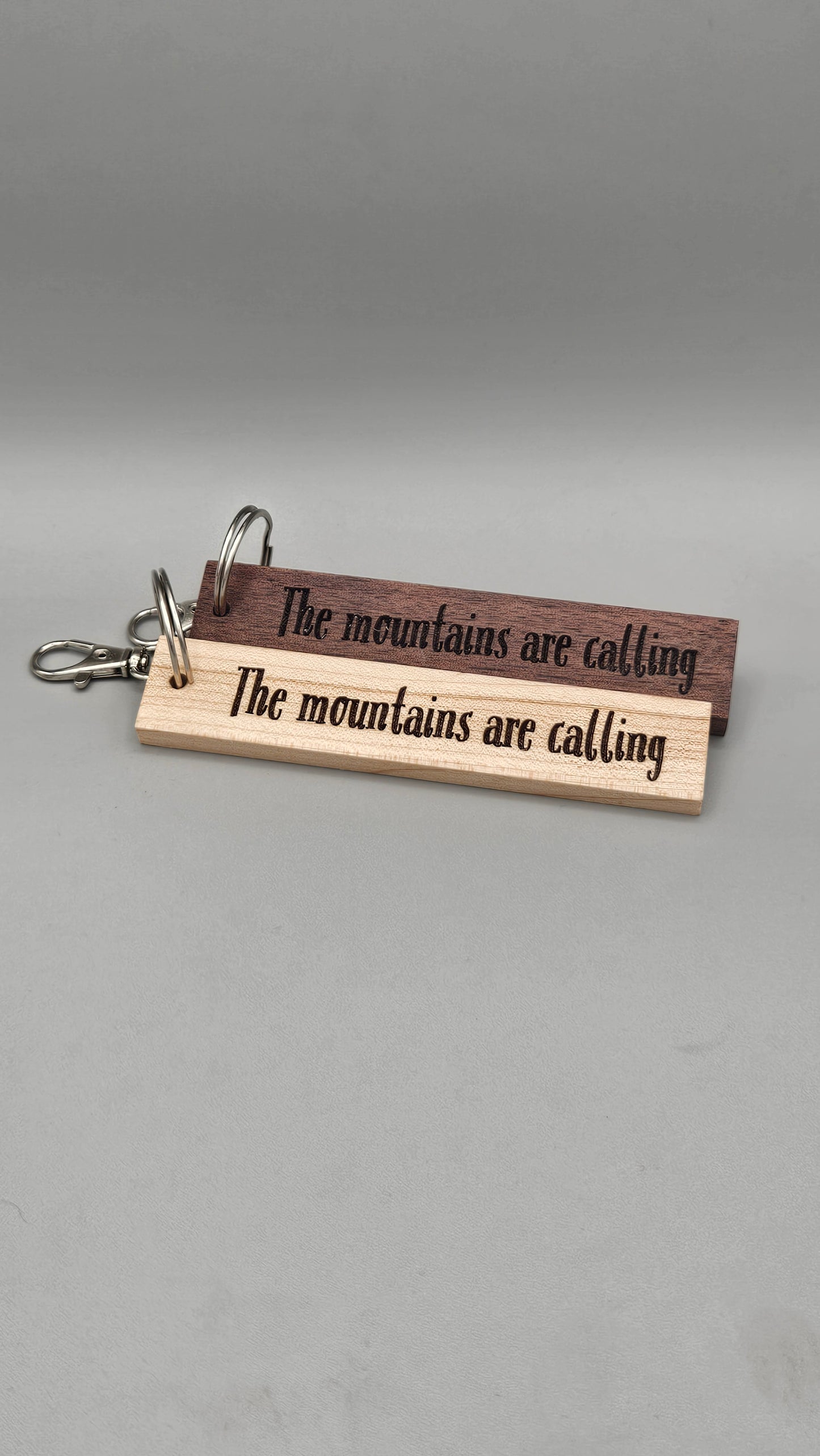 Wood Block Keychain - The Mountains are Calling