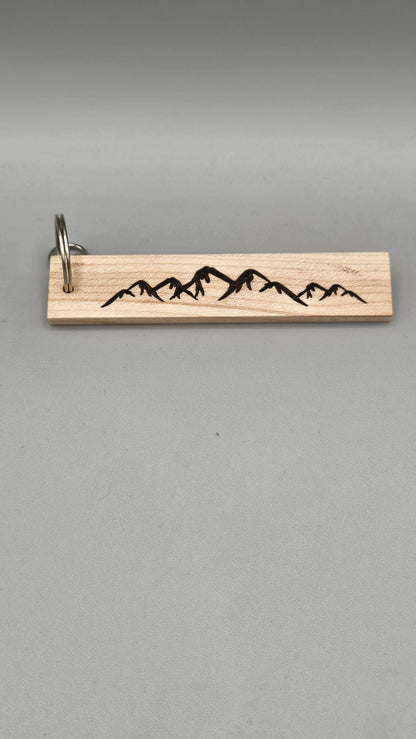 Wood Block Keychain - The Mountains are Calling