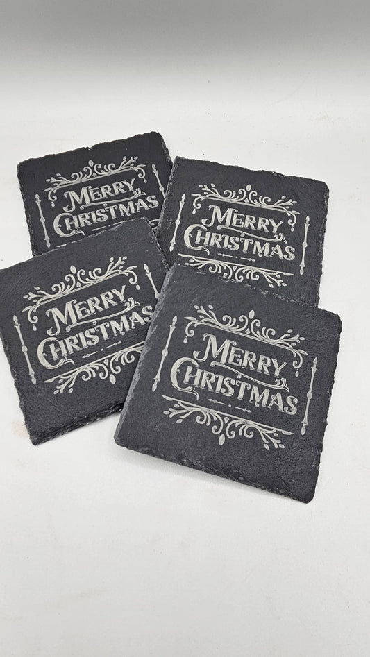 Slate Coasters - Merry Christmas