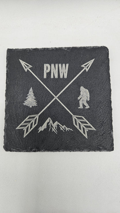 Slate Coasters - PNW Crossed Arrows