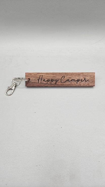 Wood Block Keychain - Happy Camper