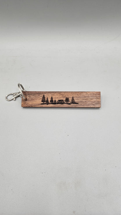 Wood Block Keychain - Happy Camper