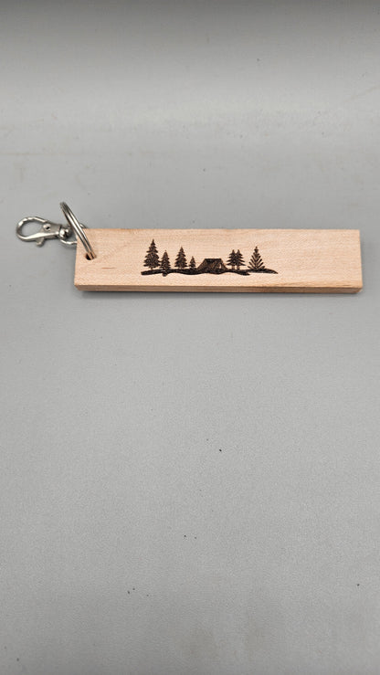 Wood Block Keychain - Happy Camper