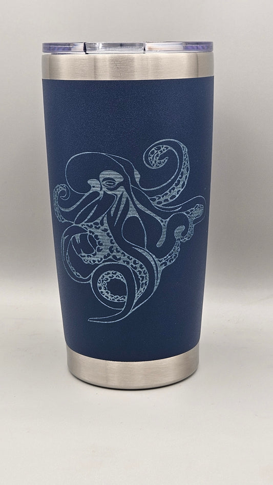 Octopus - 20 Oz Coffee Cup - Water Tumbler - Bigfoot Bigheart Studio