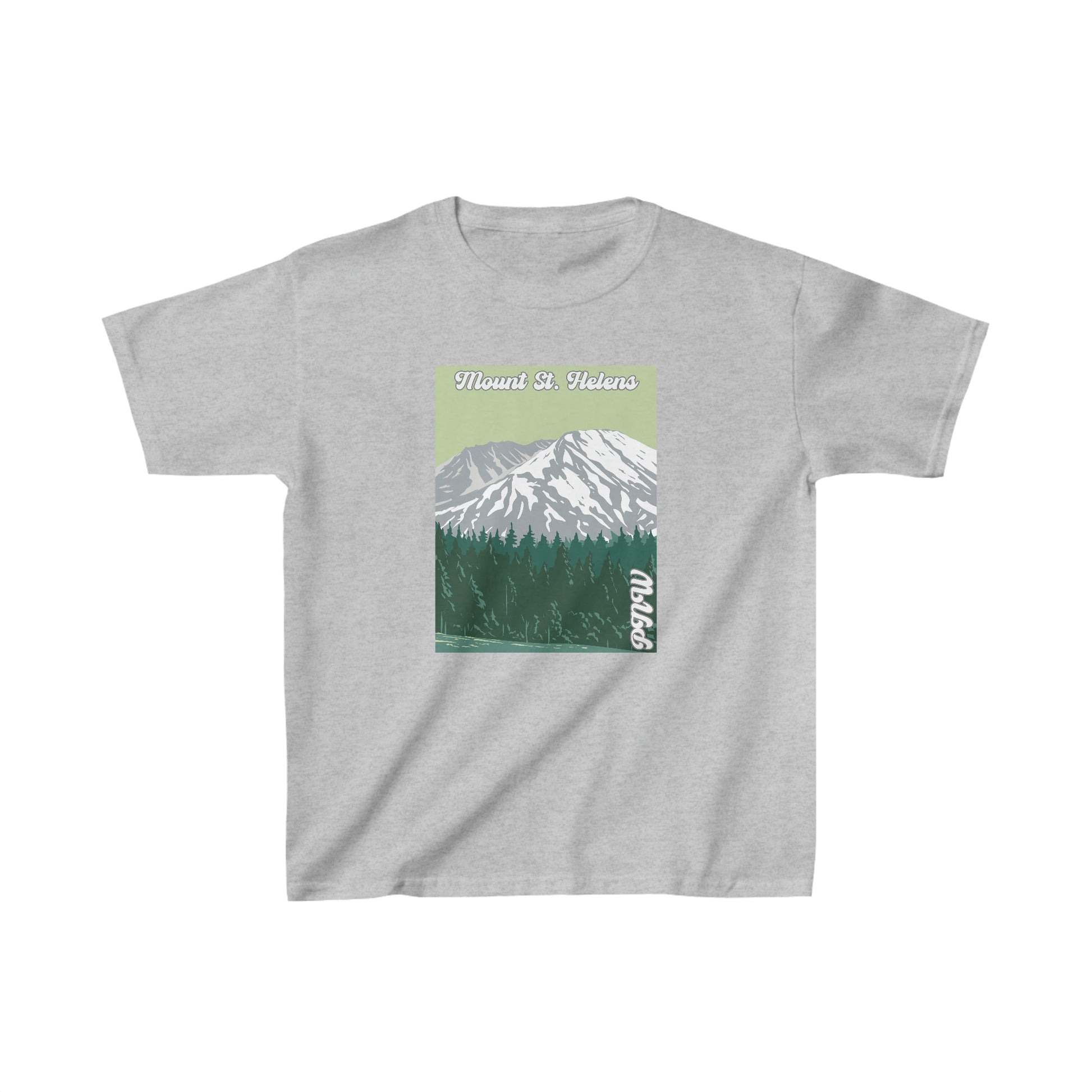 PNW Mount St. Helens Youth Tee - Kids Heavy Cotton™ Tee - Bigfoot Bigheart Studio