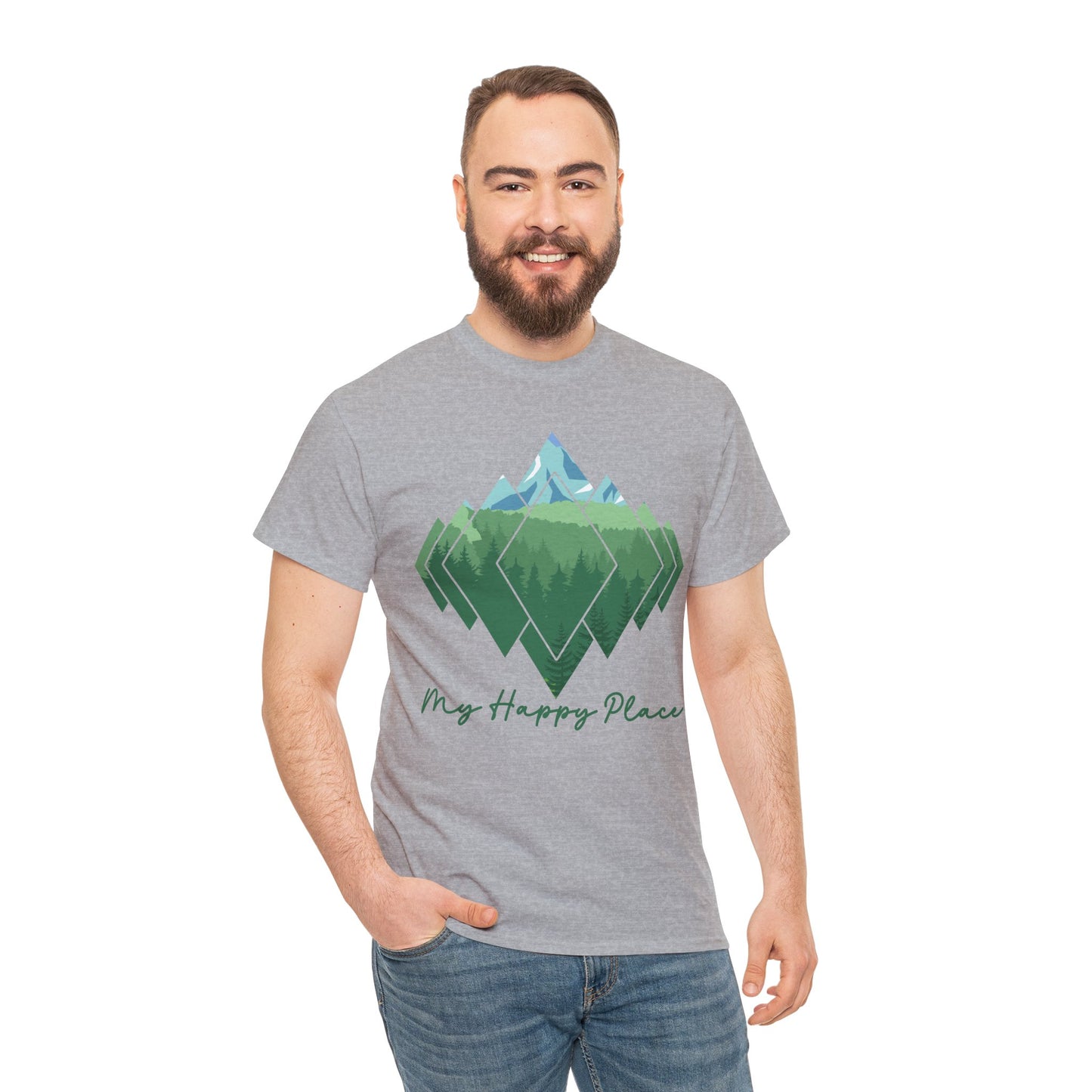 My Happy Place - Mountain Forest - Unisex Heavy Cotton Tee