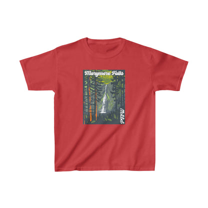 PNW Marymere Falls Youth Tee - Kids Heavy Cotton™ Tee - Bigfoot Bigheart Studio