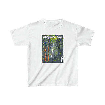 PNW Marymere Falls Youth Tee - Kids Heavy Cotton™ Tee - Bigfoot Bigheart Studio