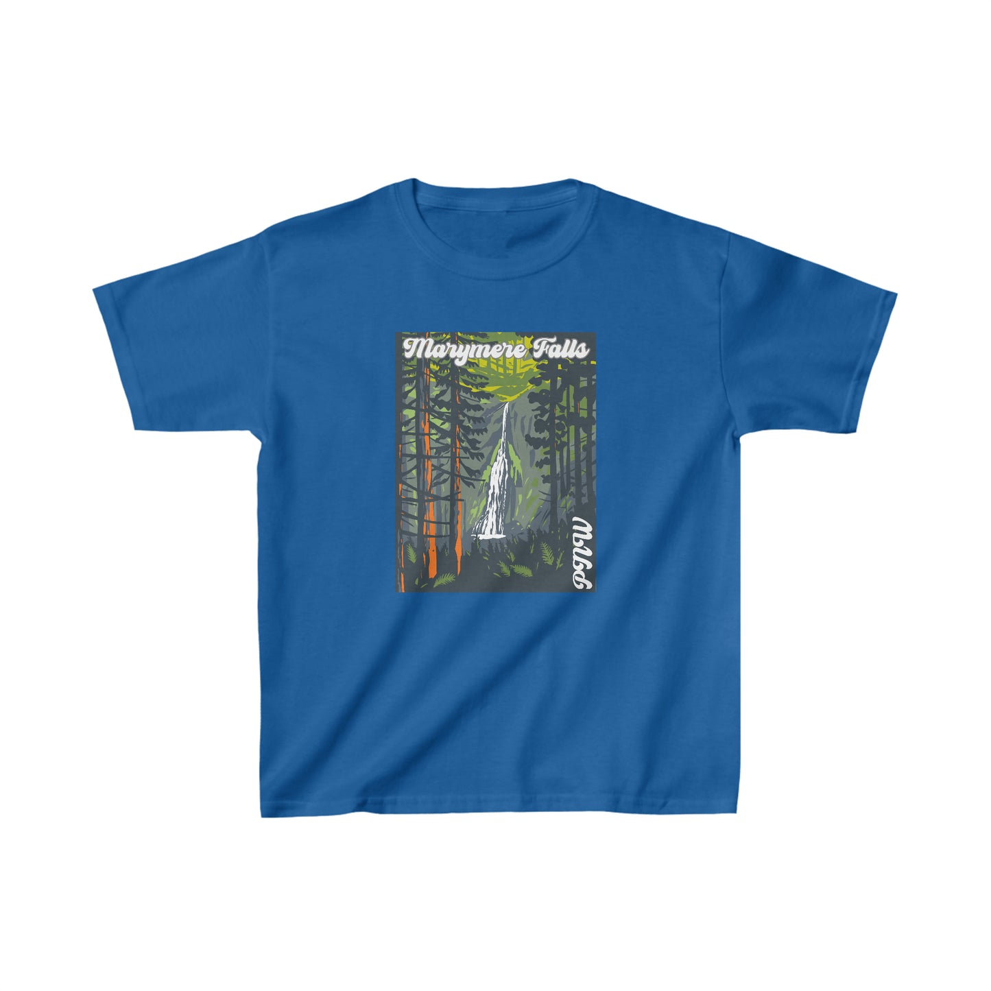 PNW Marymere Falls Youth Tee - Kids Heavy Cotton™ Tee - Bigfoot Bigheart Studio