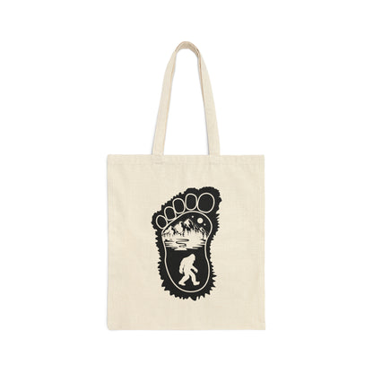 Bigfoot Print with Mountains - Tote Bag - Bigfoot Bigheart Studio