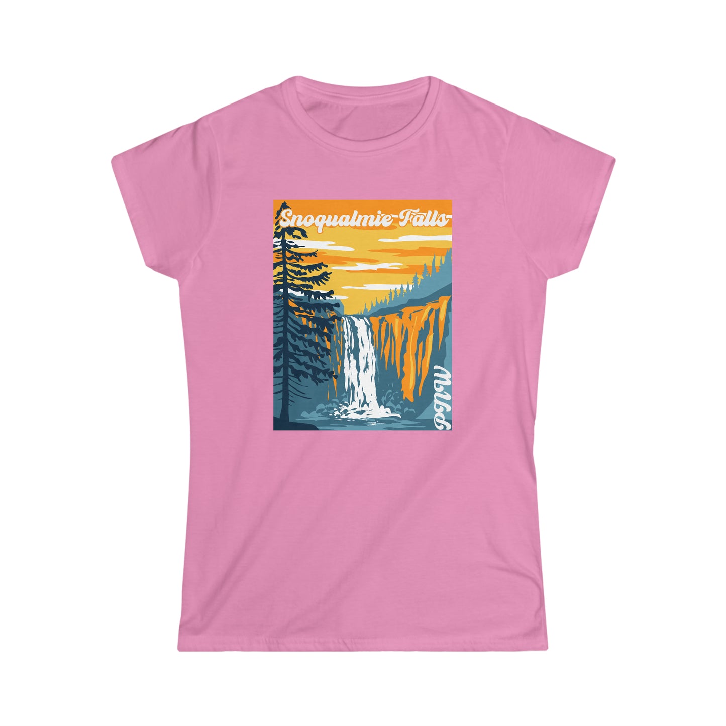 PNW Snoqualmie Falls - Women's Softstyle Tee - Bigfoot Bigheart Studio