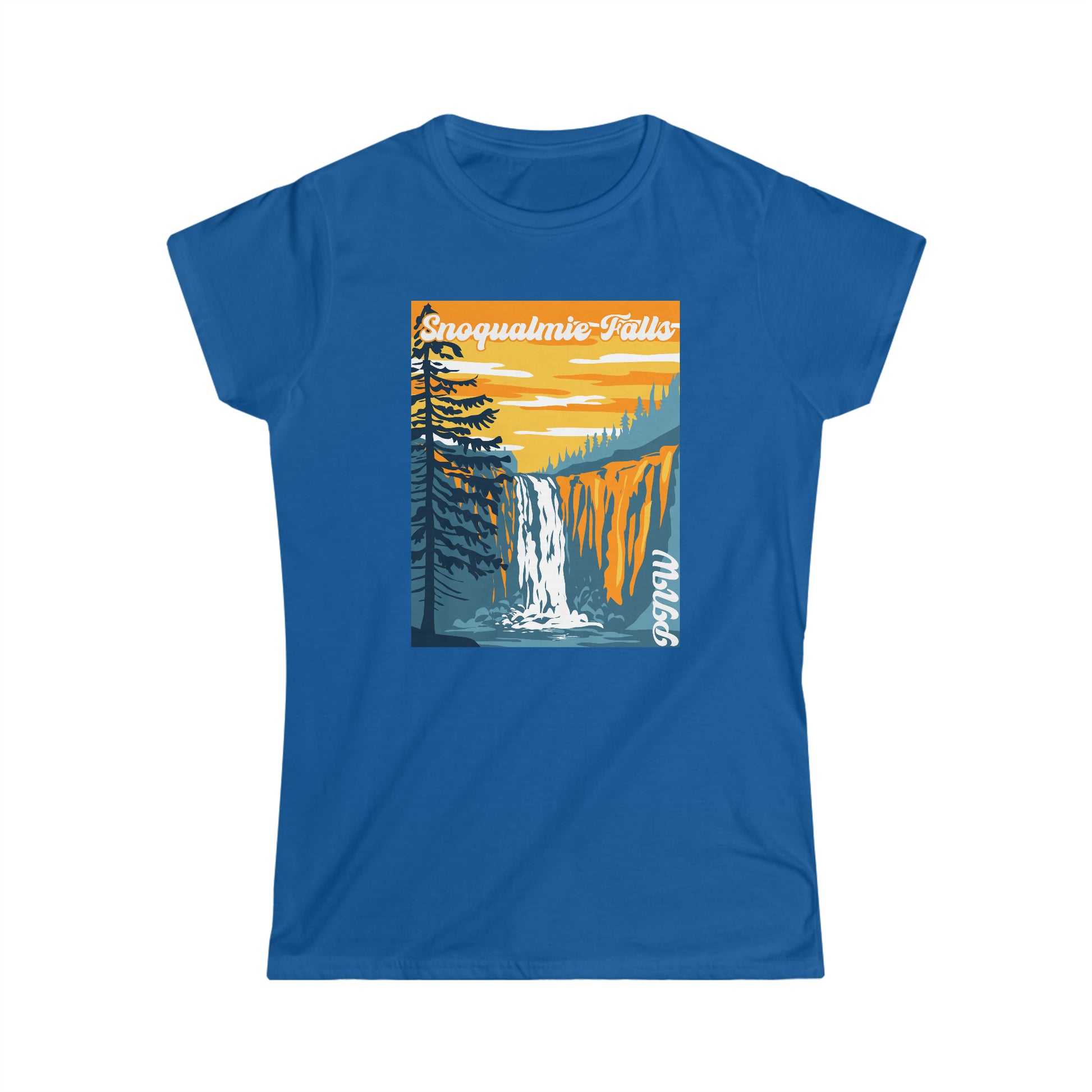 PNW Snoqualmie Falls - Women's Softstyle Tee - Bigfoot Bigheart Studio