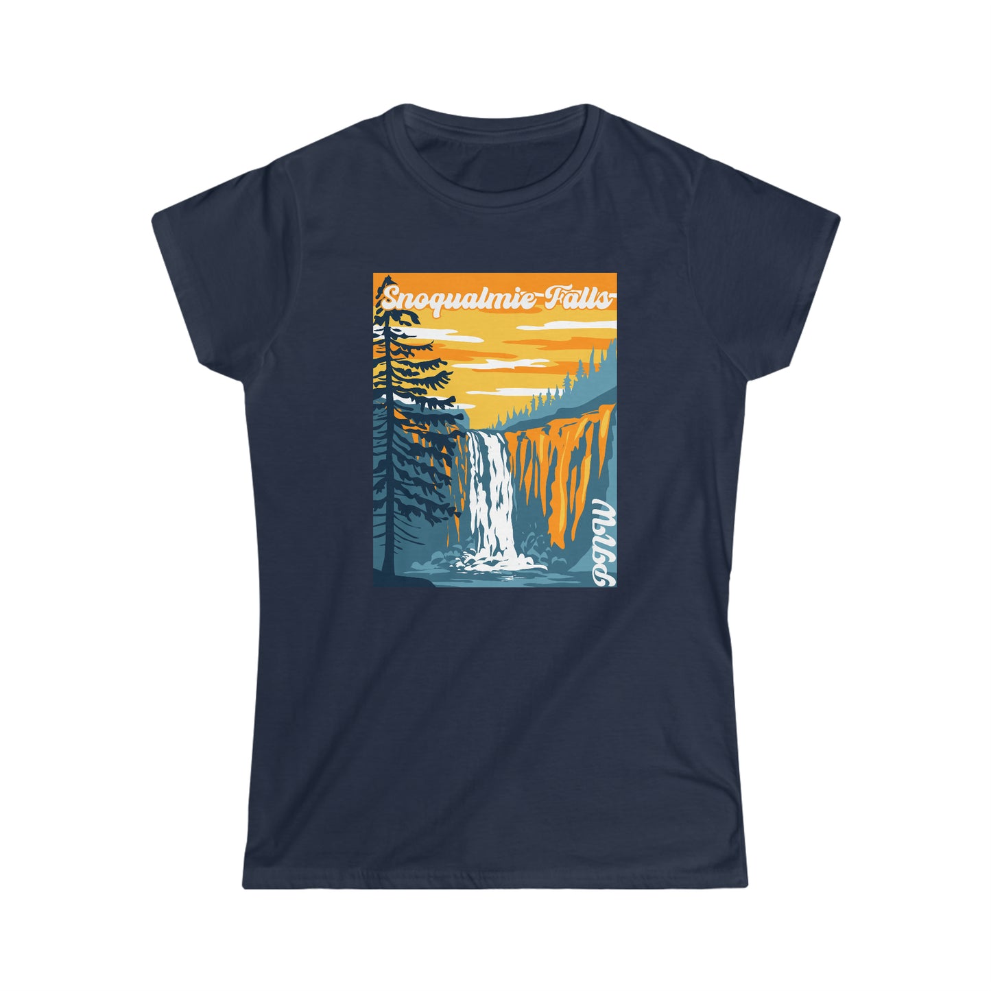 PNW Snoqualmie Falls - Women's Softstyle Tee - Bigfoot Bigheart Studio