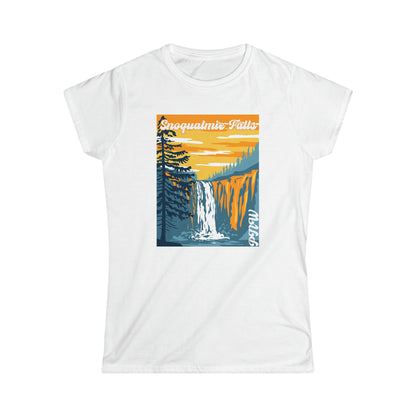 PNW Snoqualmie Falls - Women's Softstyle Tee - Bigfoot Bigheart Studio