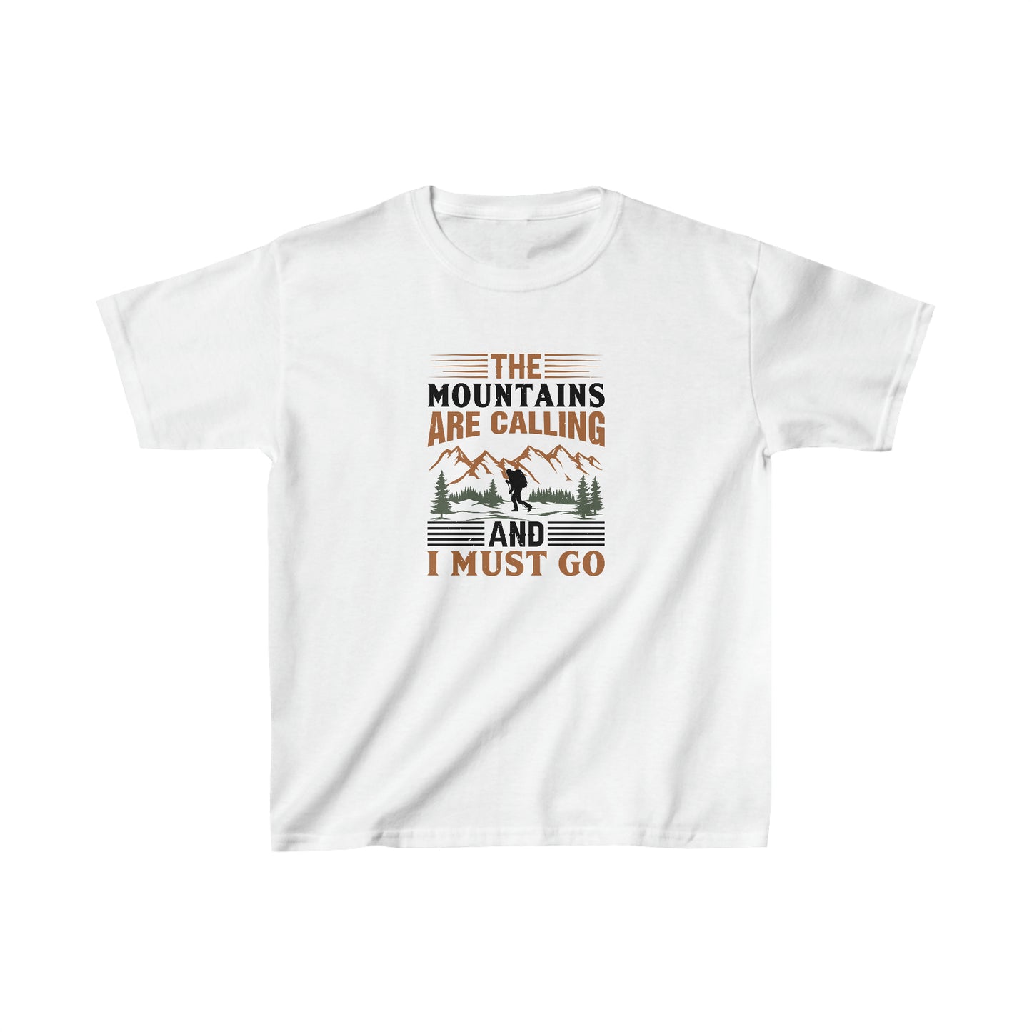 The Mountains are Calling T-Shirt - Kids Heavy Cotton™ Tee - Bigfoot Bigheart Studio