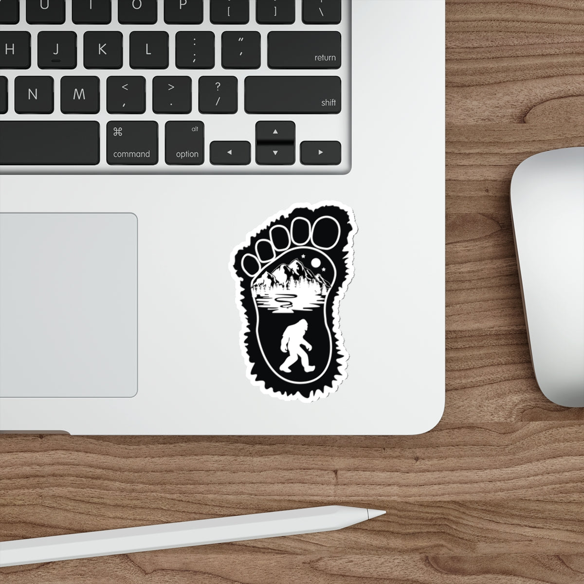 Bigfoot Print with Mountains - Die-Cut Sticker - Bigfoot Bigheart Studio