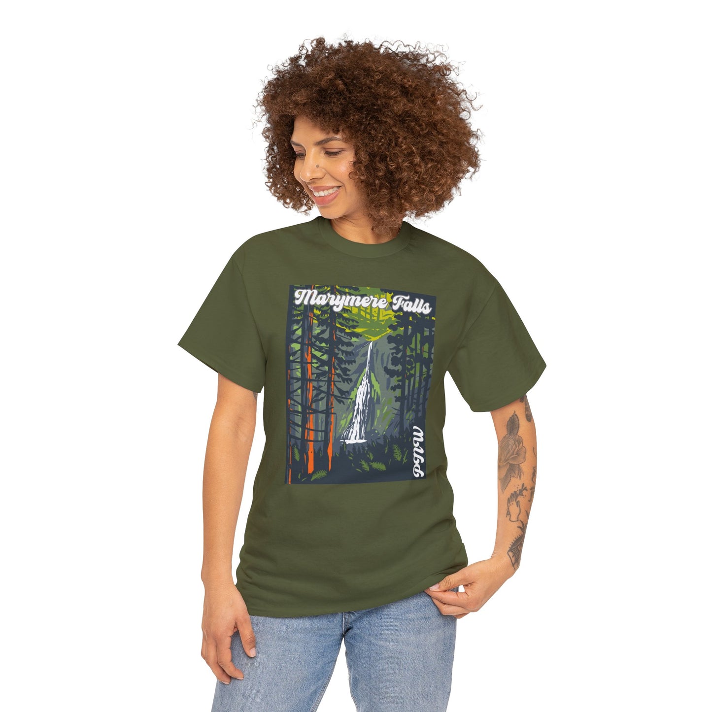 PNW Marymere Falls T-Shirt - Unisex Heavy Cotton Tee