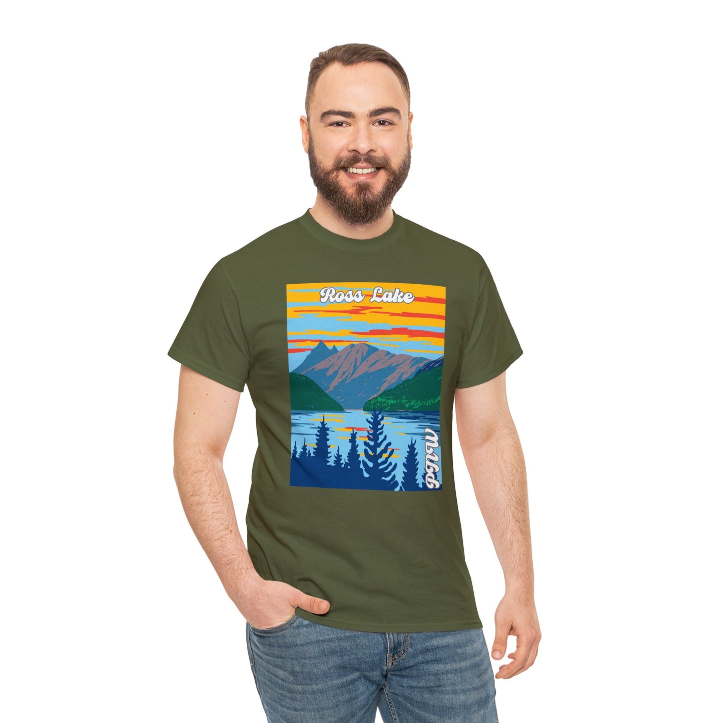 PNW Ross Lake T-Shirt - Unisex Heavy Cotton Tee - Bigfoot Bigheart Studio