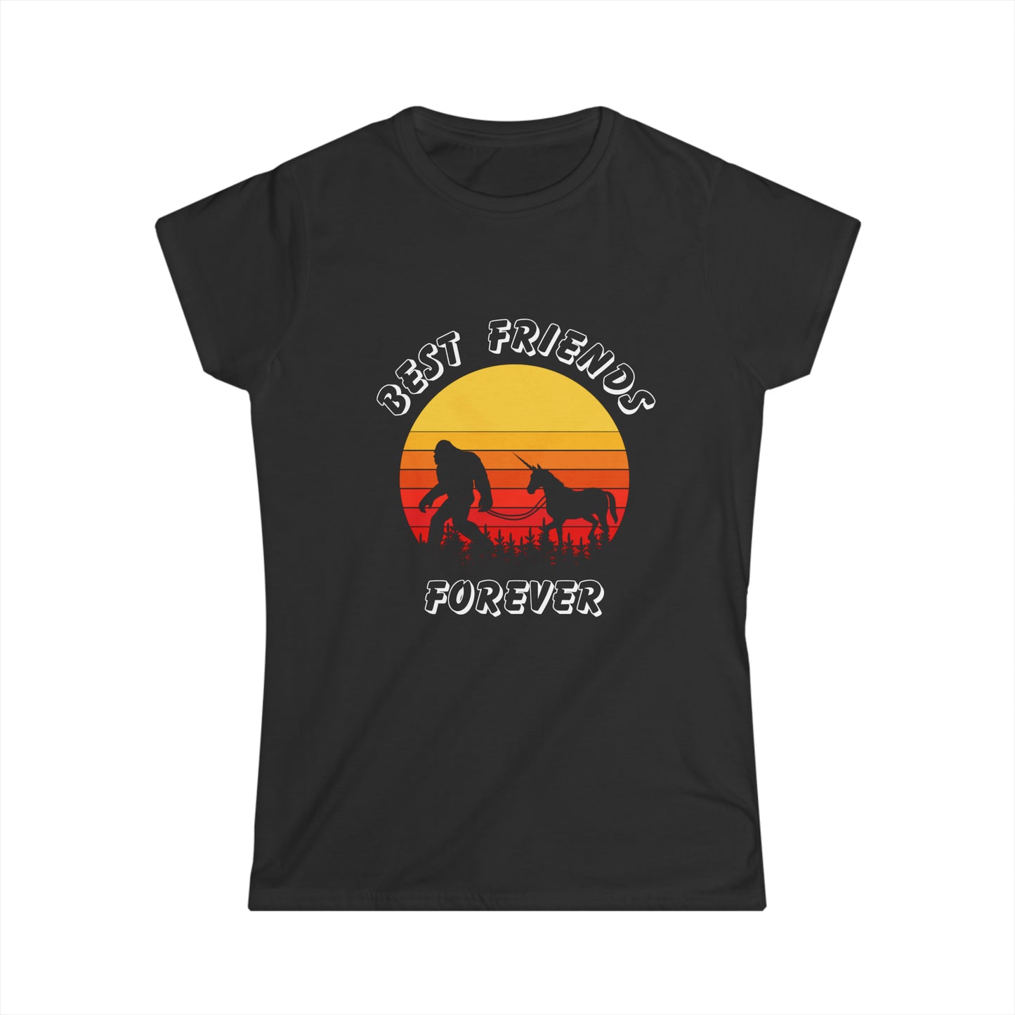 Unicorn Bigfoot Best Friends Forever - Women's Softstyle Tee