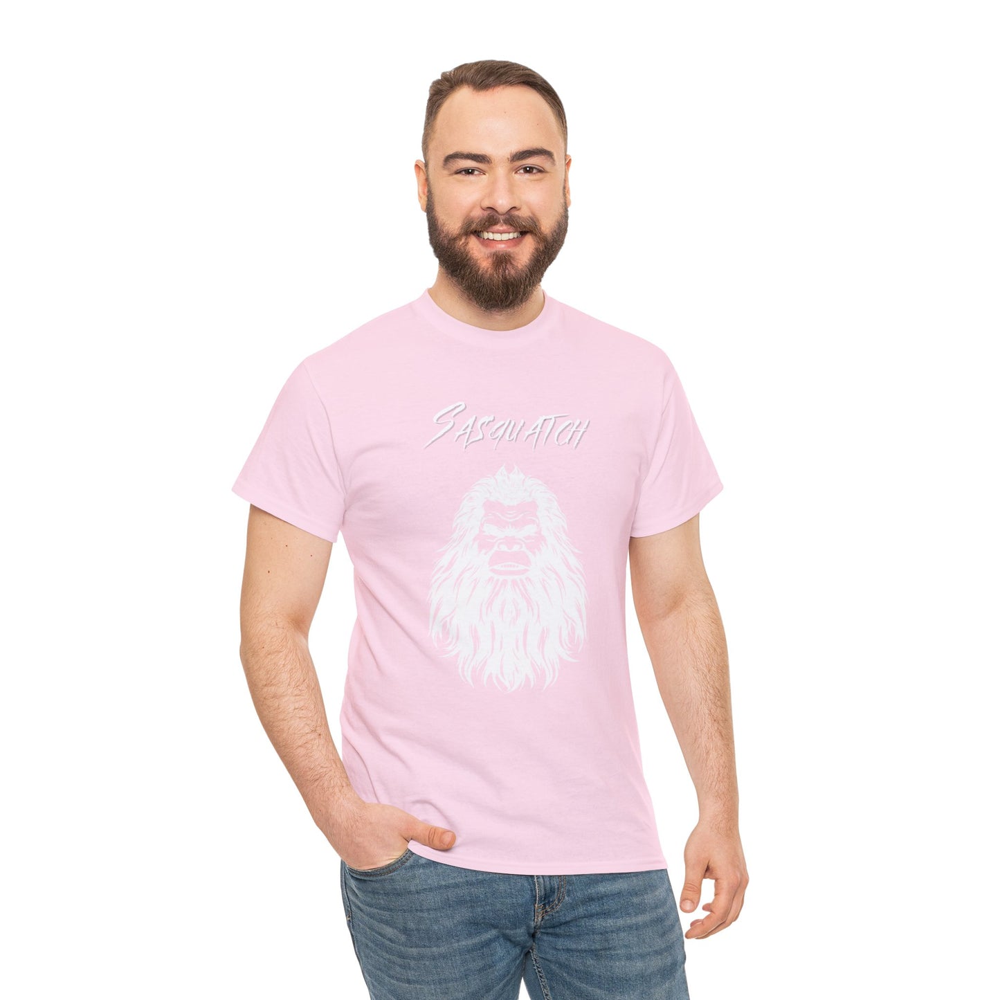 Sasquatch Selfie Adult T-Shirt - Unisex Heavy Cotton Tee