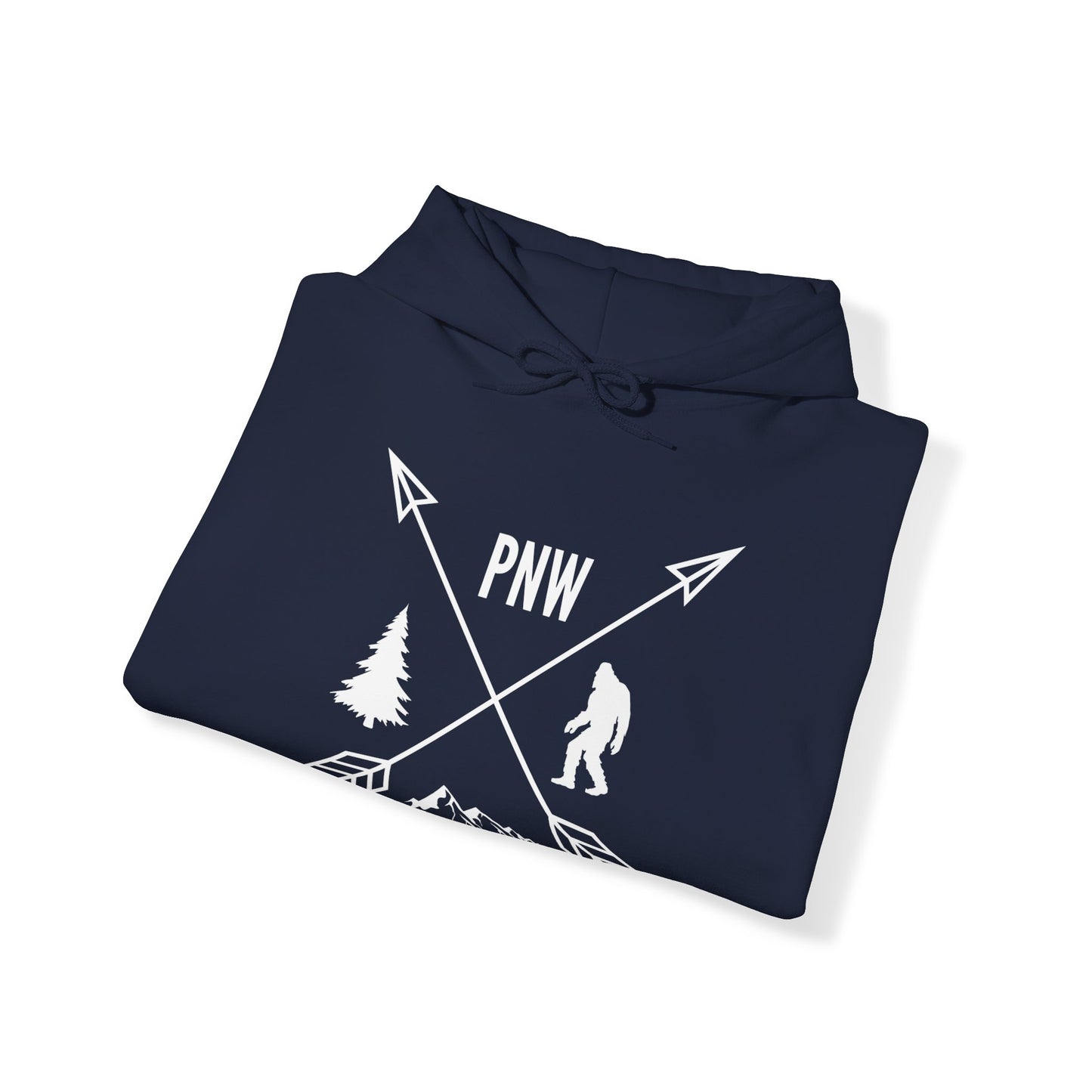 Pacific Northwest PNW Crossed Arrows with Bigfoot - Unisex Heavy Blend™ Hooded Sweatshirt