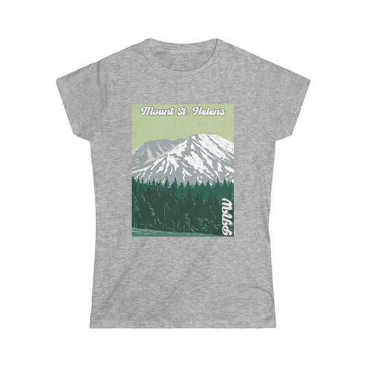 PNW Mount St. Helens - Women's Softstyle Tee - Bigfoot Bigheart Studio