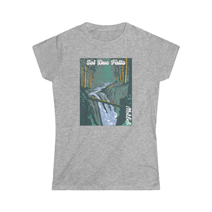 PNW Sol Duc Falls - Women's Softstyle Tee - Bigfoot Bigheart Studio