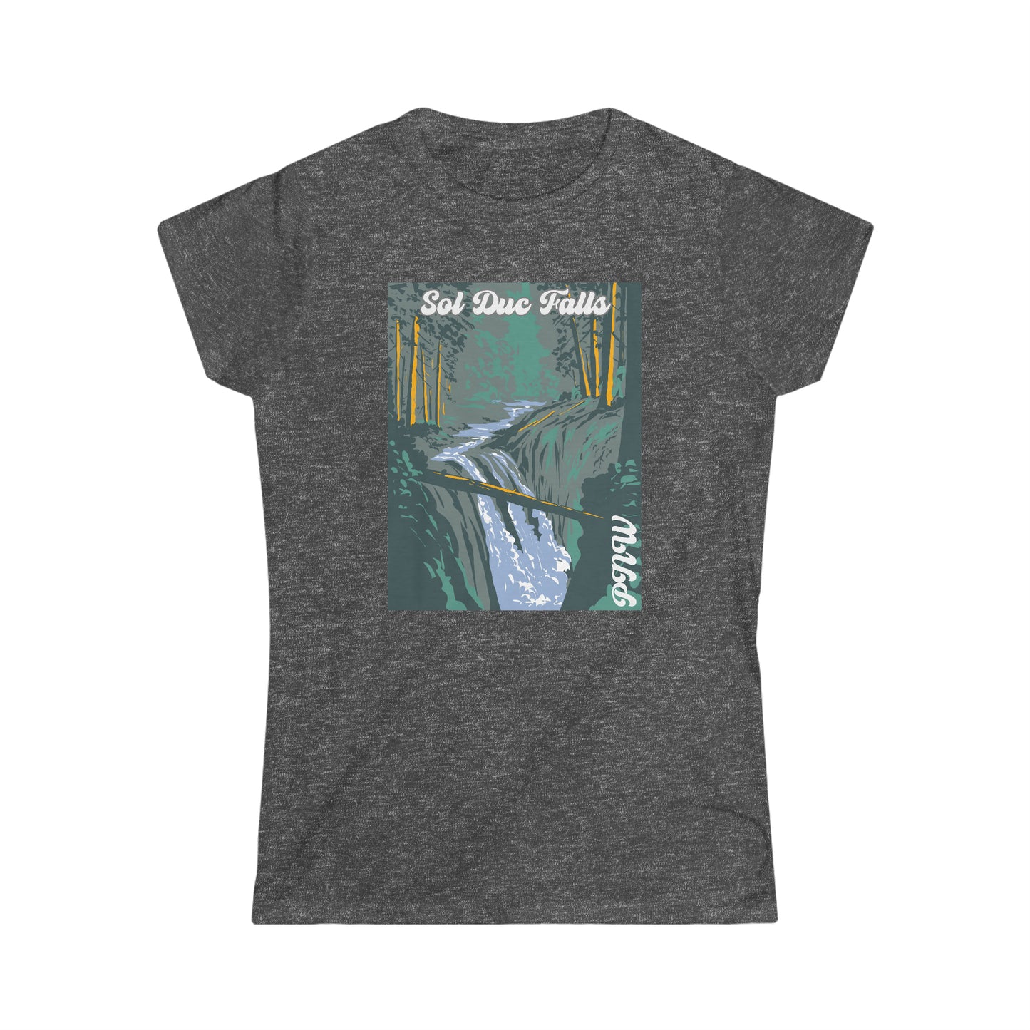 PNW Sol Duc Falls - Women's Softstyle Tee - Bigfoot Bigheart Studio