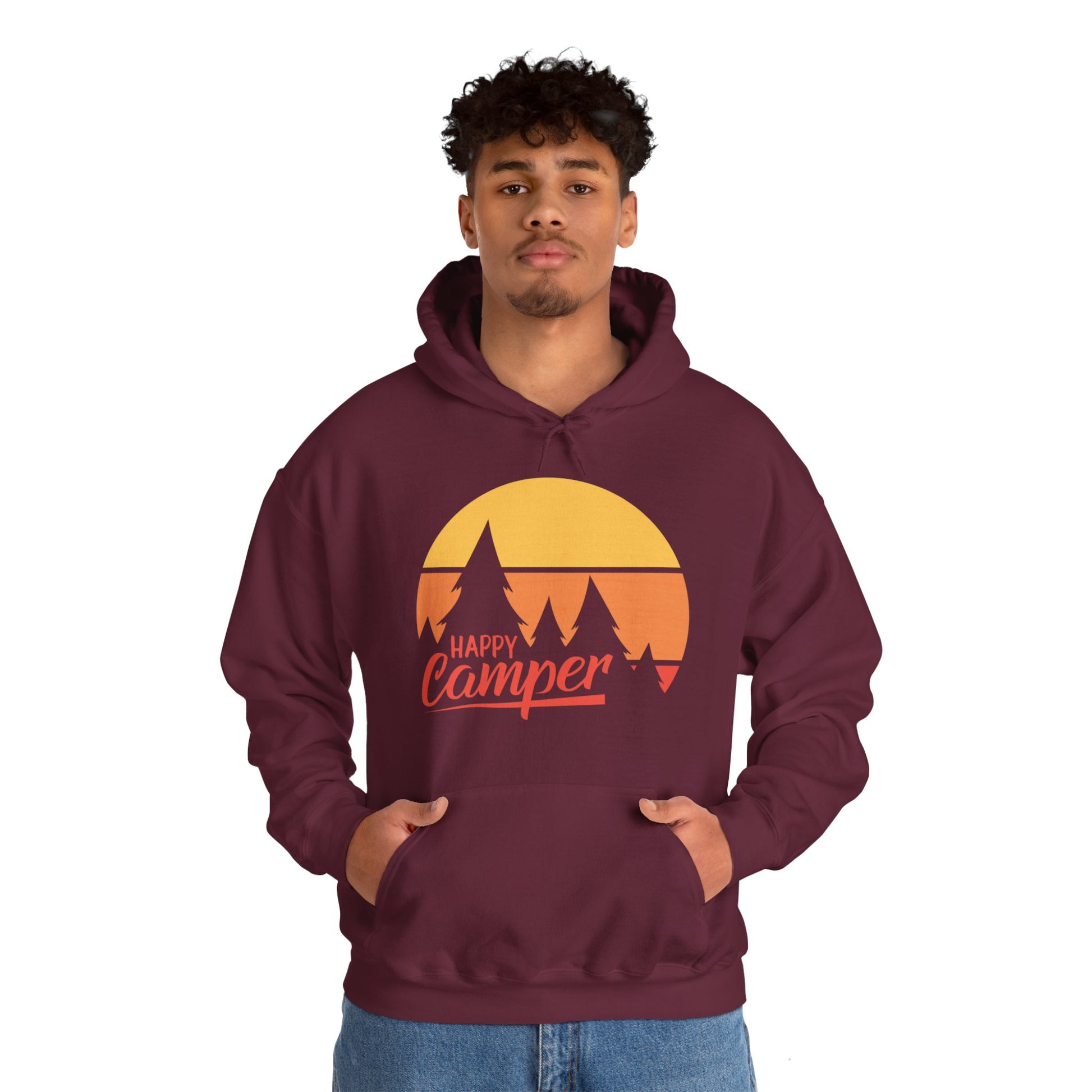 Happy Camper Adult Hoodie - Unisex Heavy Blend™ Hooded Sweatshirt - Bigfoot Bigheart Studio