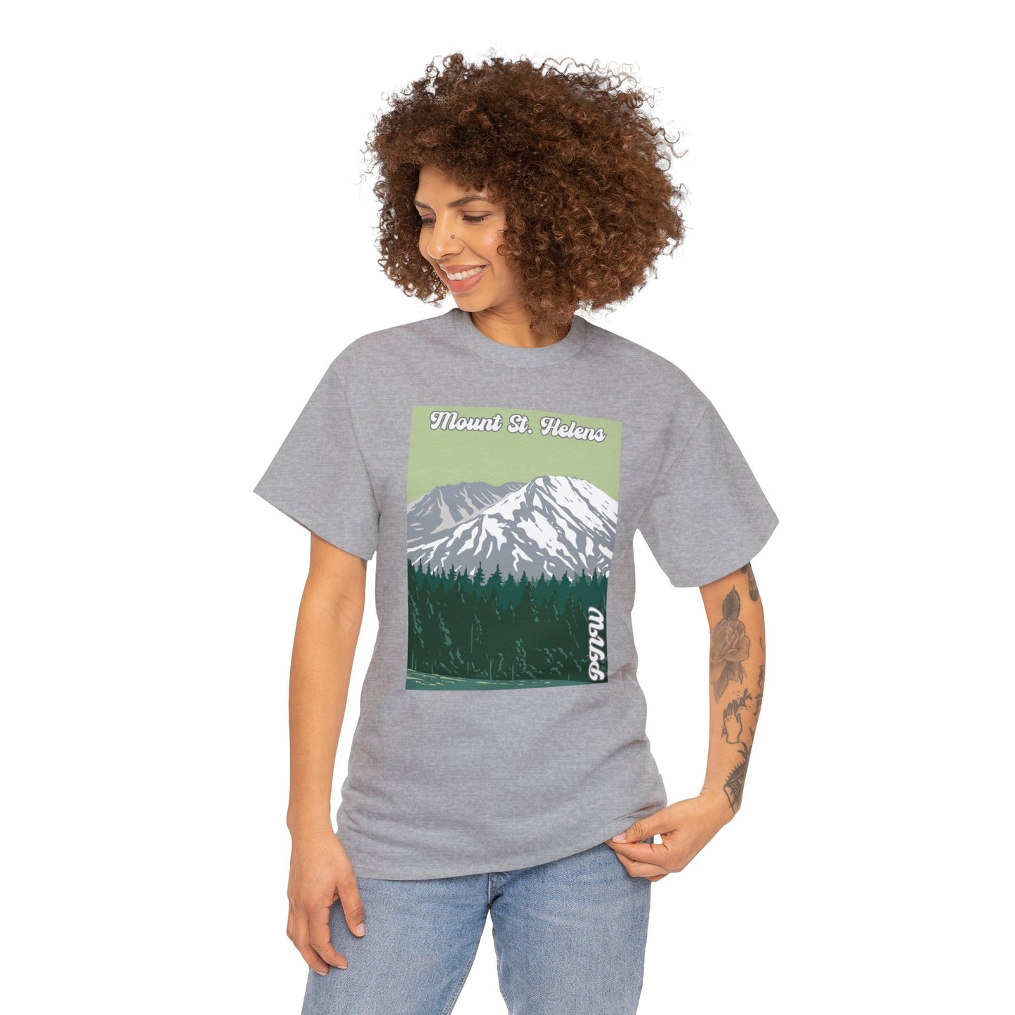 PNW Mount St. Helens T-Shirt - Unisex Heavy Cotton Tee - Bigfoot Bigheart Studio