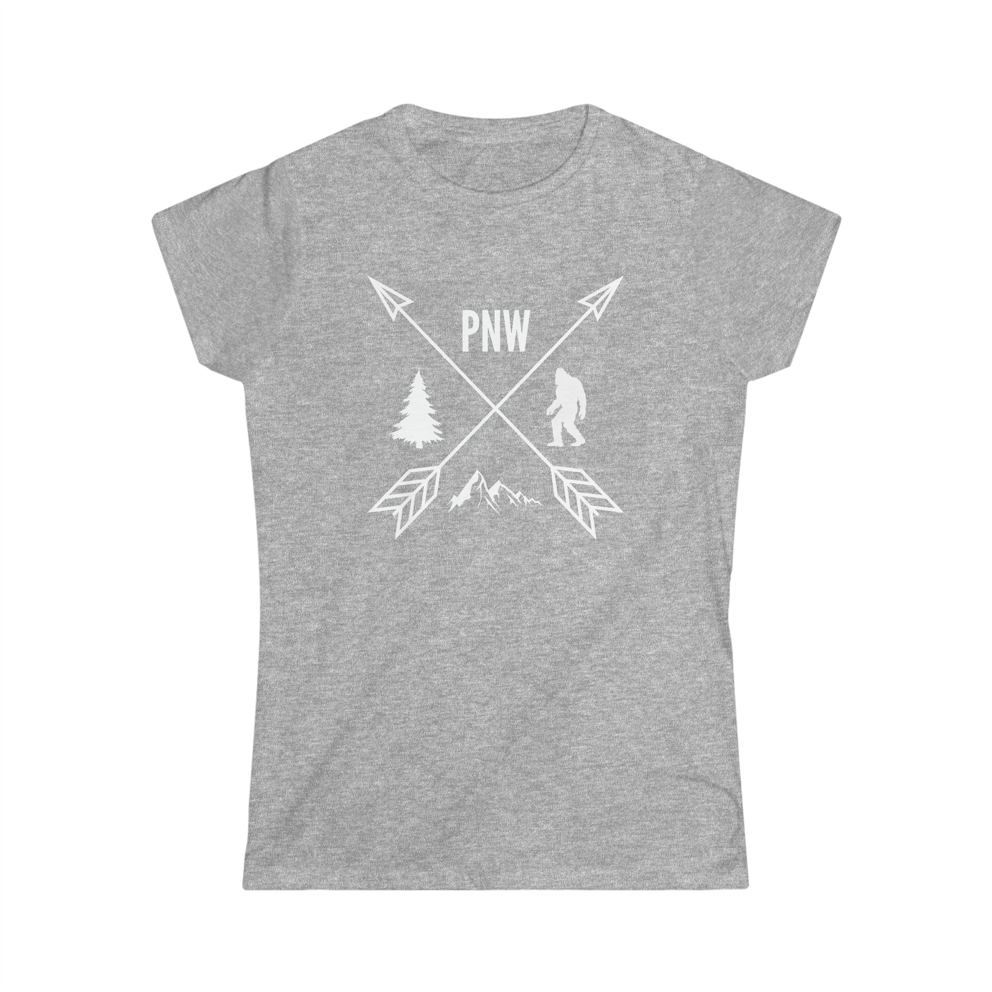 PNW Crossed Arrows - Women's Softstyle Tee - Bigfoot Bigheart Studio