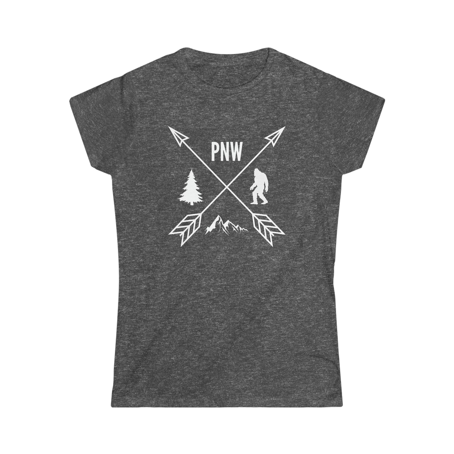 PNW Crossed Arrows - Women's Softstyle Tee - Bigfoot Bigheart Studio