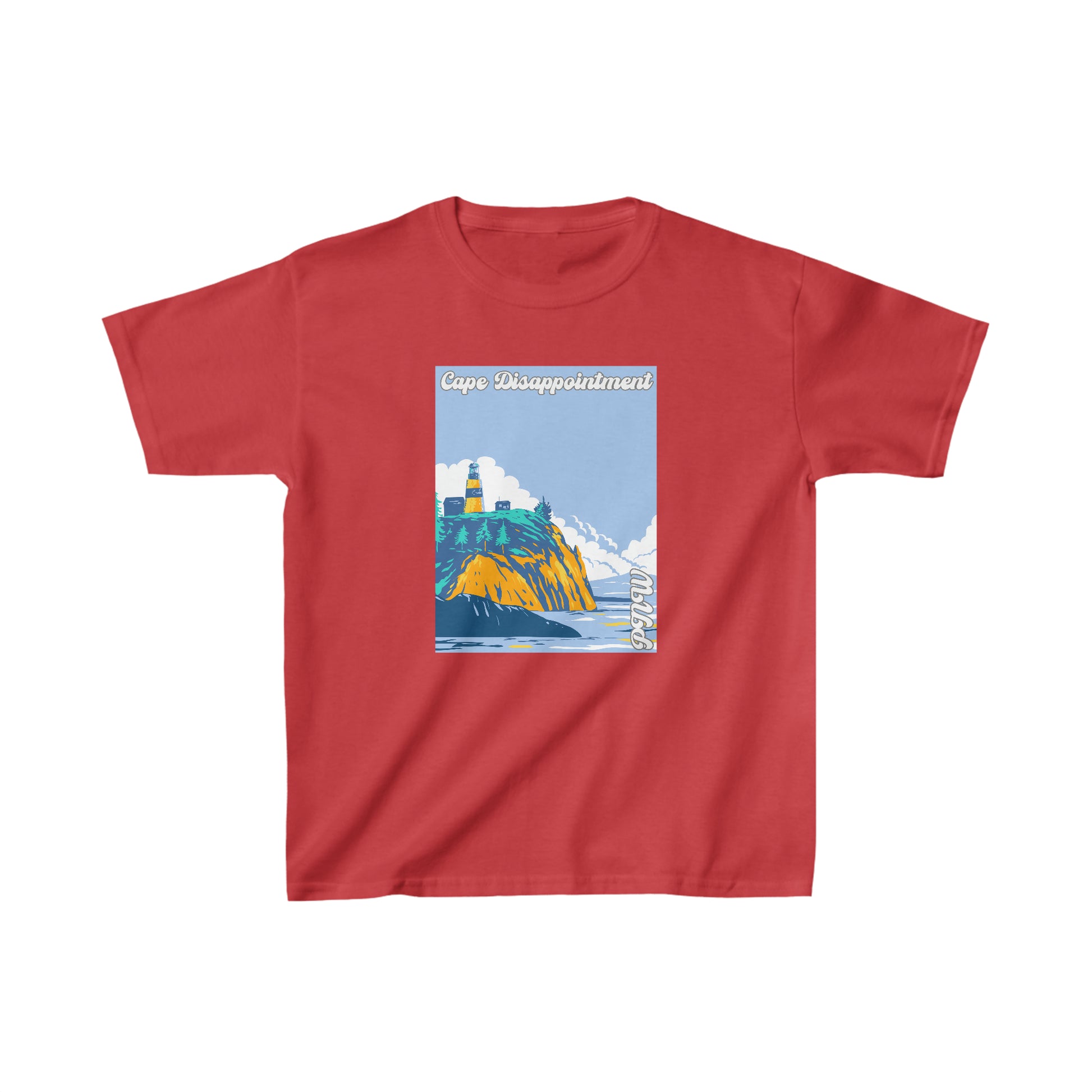 PNW Cape Disappointment Youth Tee - Kids Heavy Cotton™ Tee - Bigfoot Bigheart Studio