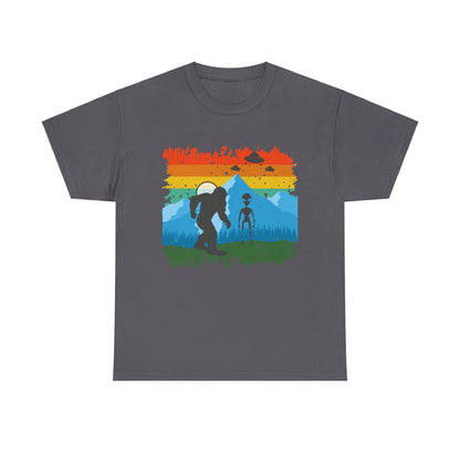 Friends in Hiding - Bigfoot and Aliens | Unisex Heavy Cotton Tee