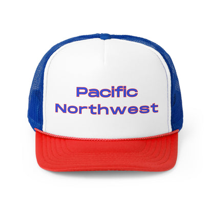 Pacific Northwest Simple - Blue with Red - Trucker Caps