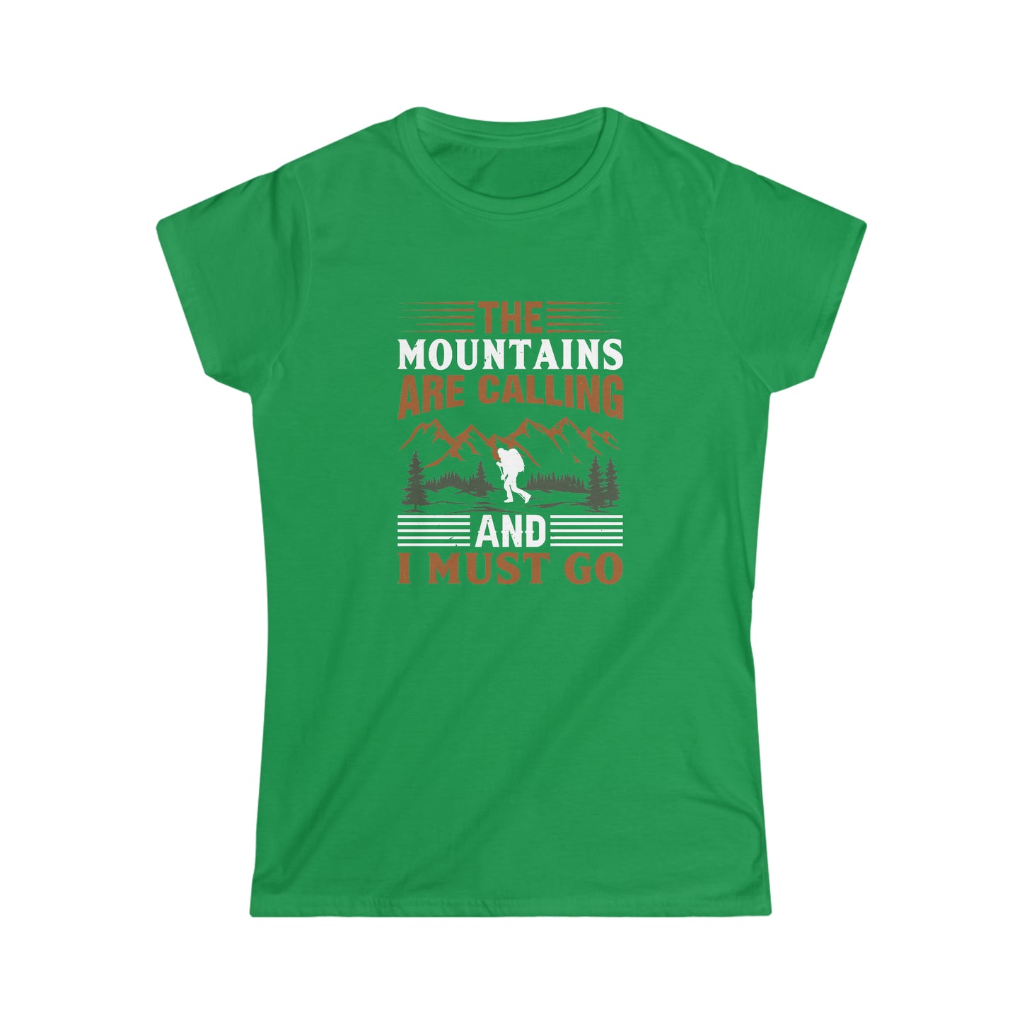 The Mountains are Calling T-Shirt - Women's Softstyle Tee - Bigfoot Bigheart Studio