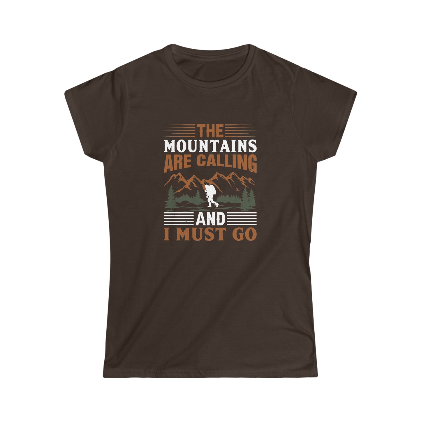 The Mountains are Calling T-Shirt - Women's Softstyle Tee - Bigfoot Bigheart Studio