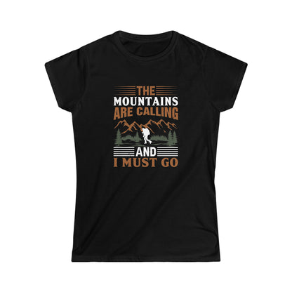 The Mountains are Calling T-Shirt - Women's Softstyle Tee - Bigfoot Bigheart Studio