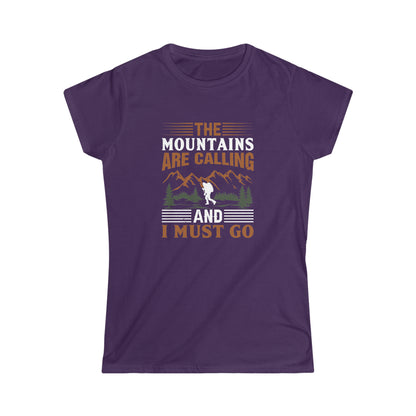 The Mountains are Calling T-Shirt - Women's Softstyle Tee - Bigfoot Bigheart Studio