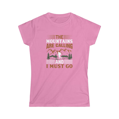 The Mountains are Calling T-Shirt - Women's Softstyle Tee - Bigfoot Bigheart Studio