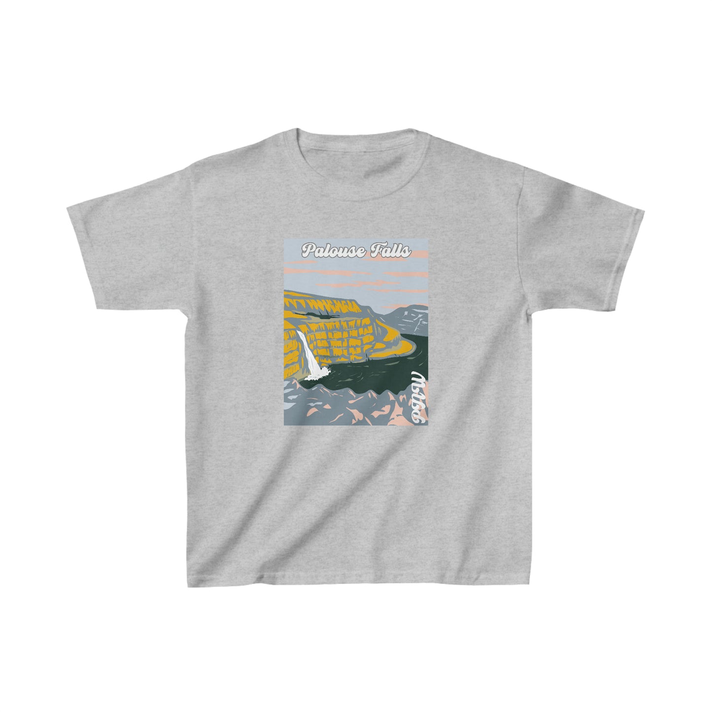 PNW Palouse Falls Youth Tee - Kids Heavy Cotton™ Tee - Bigfoot Bigheart Studio