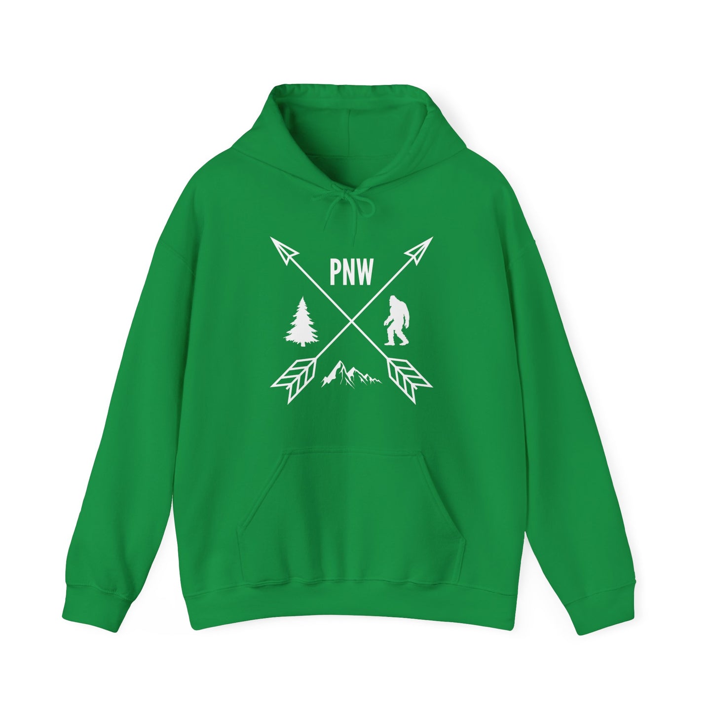 Pacific Northwest PNW Crossed Arrows with Bigfoot - Unisex Heavy Blend™ Hooded Sweatshirt