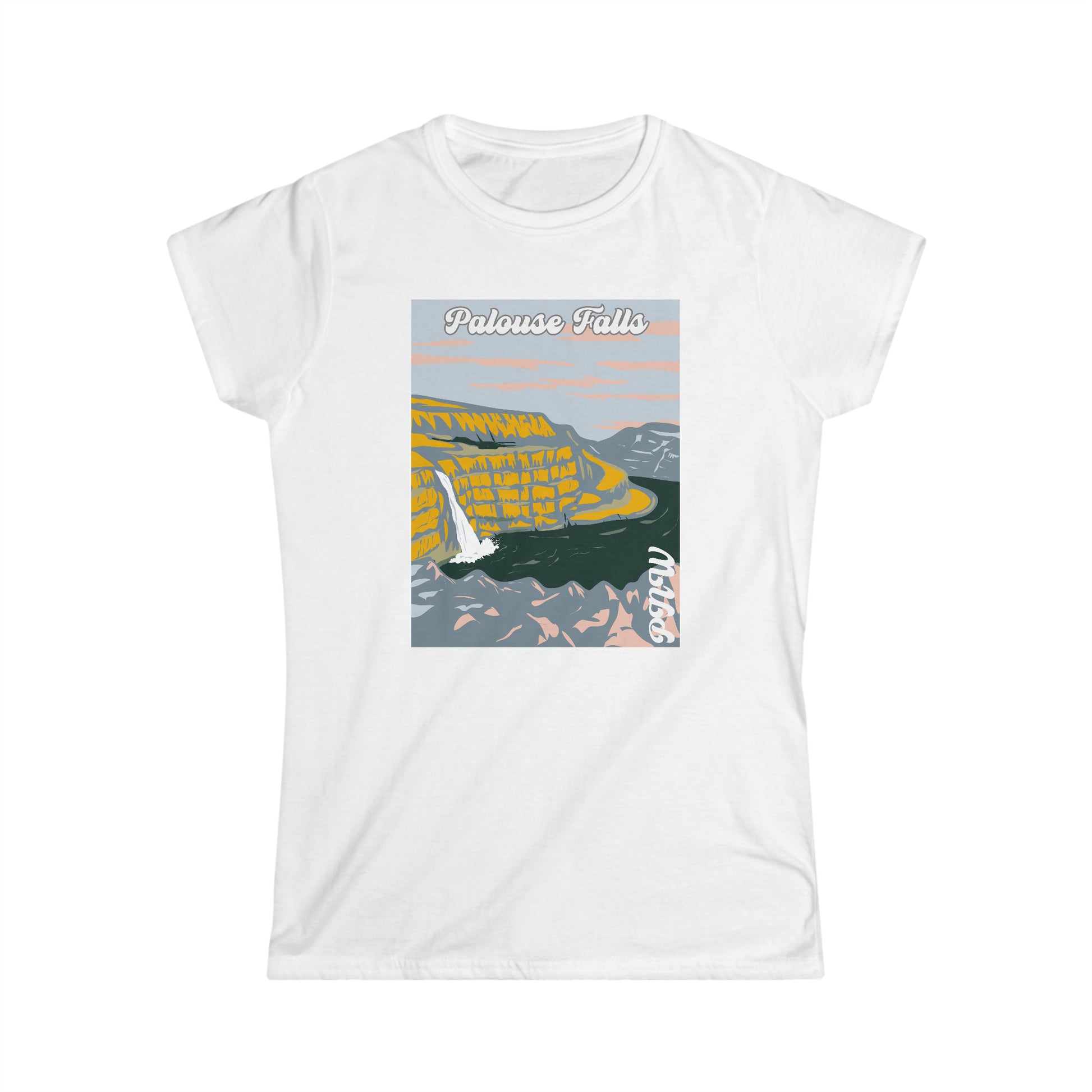 PNW Palouse Falls - Women's Softstyle Tee - Bigfoot Bigheart Studio