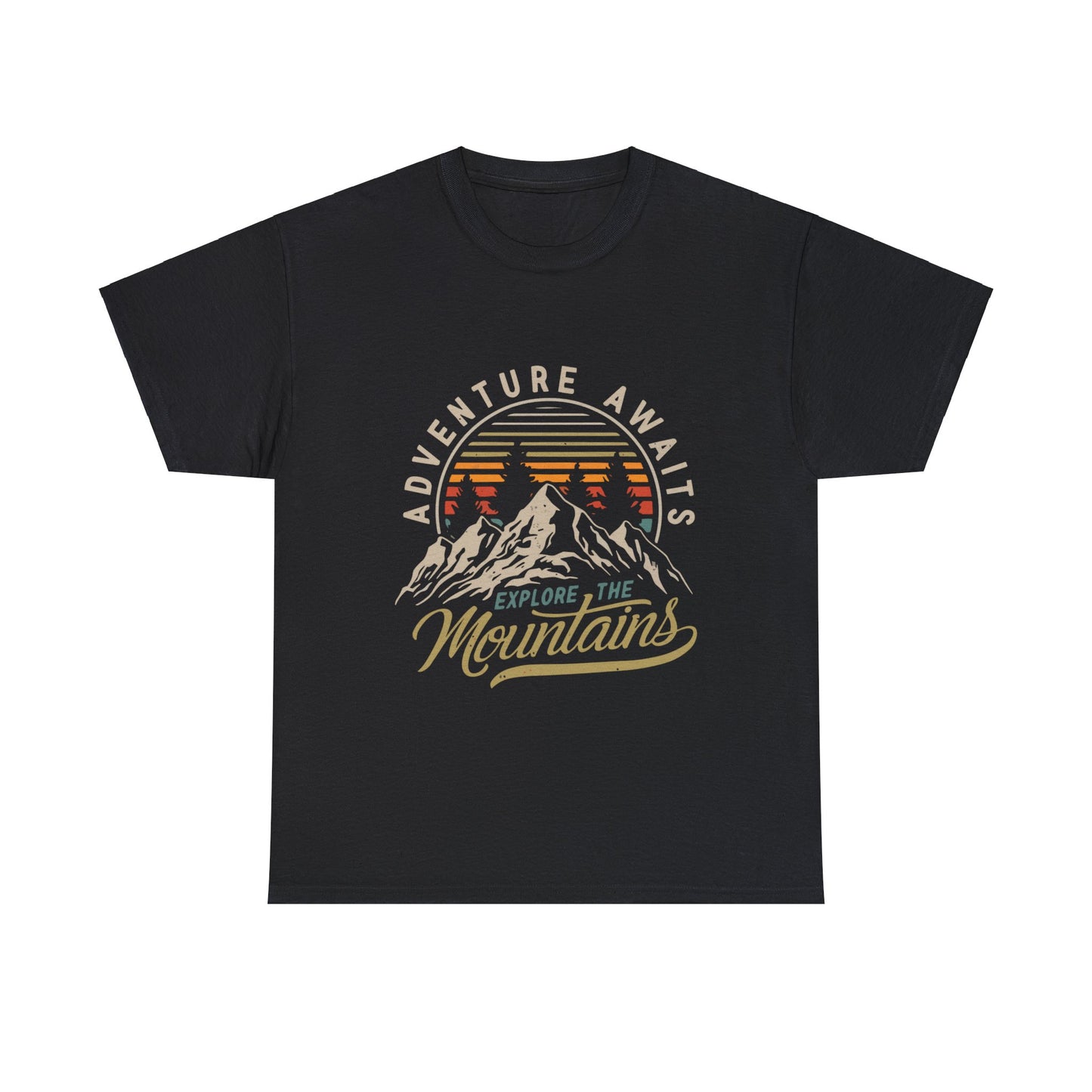 Adventure Awaits Explore the Mountains T-Shirt - Unisex Heavy Cotton Tee