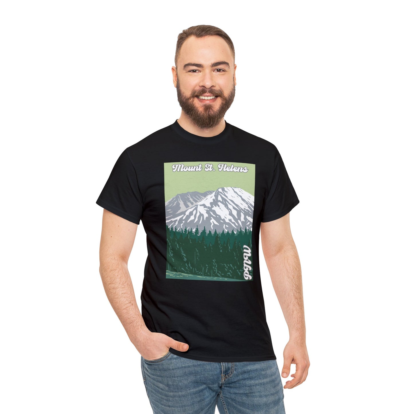 PNW Mount St. Helens T-Shirt - Unisex Heavy Cotton Tee - Bigfoot Bigheart Studio