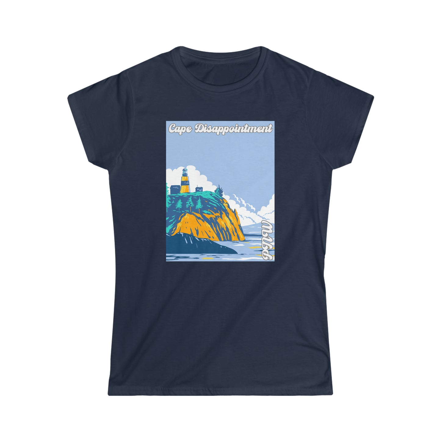 PNW Cape Disappointment - Women's Softstyle Tee - Bigfoot Bigheart Studio