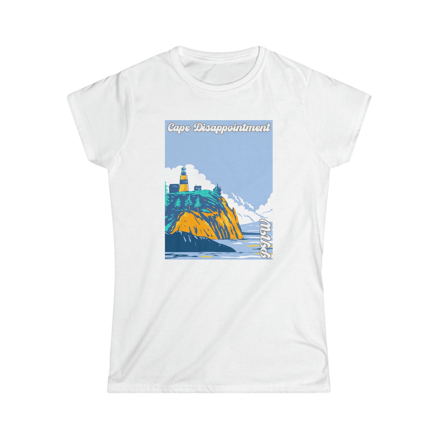 PNW Cape Disappointment - Women's Softstyle Tee - Bigfoot Bigheart Studio