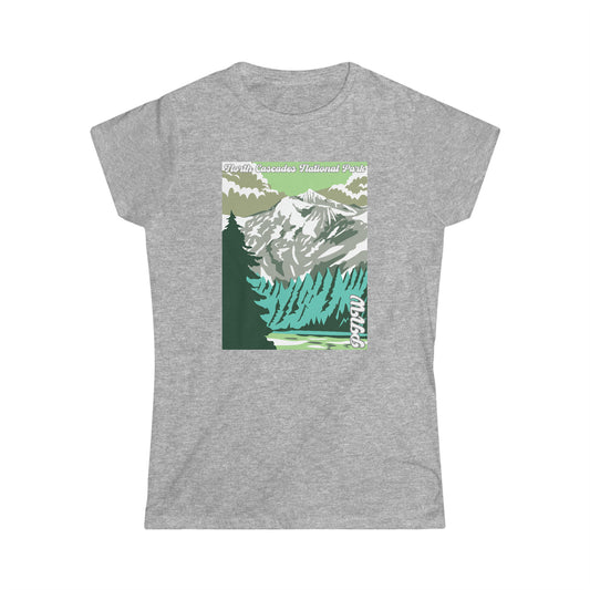 PNW North Cascades National Park - Women's Softstyle Tee - Bigfoot Bigheart Studio