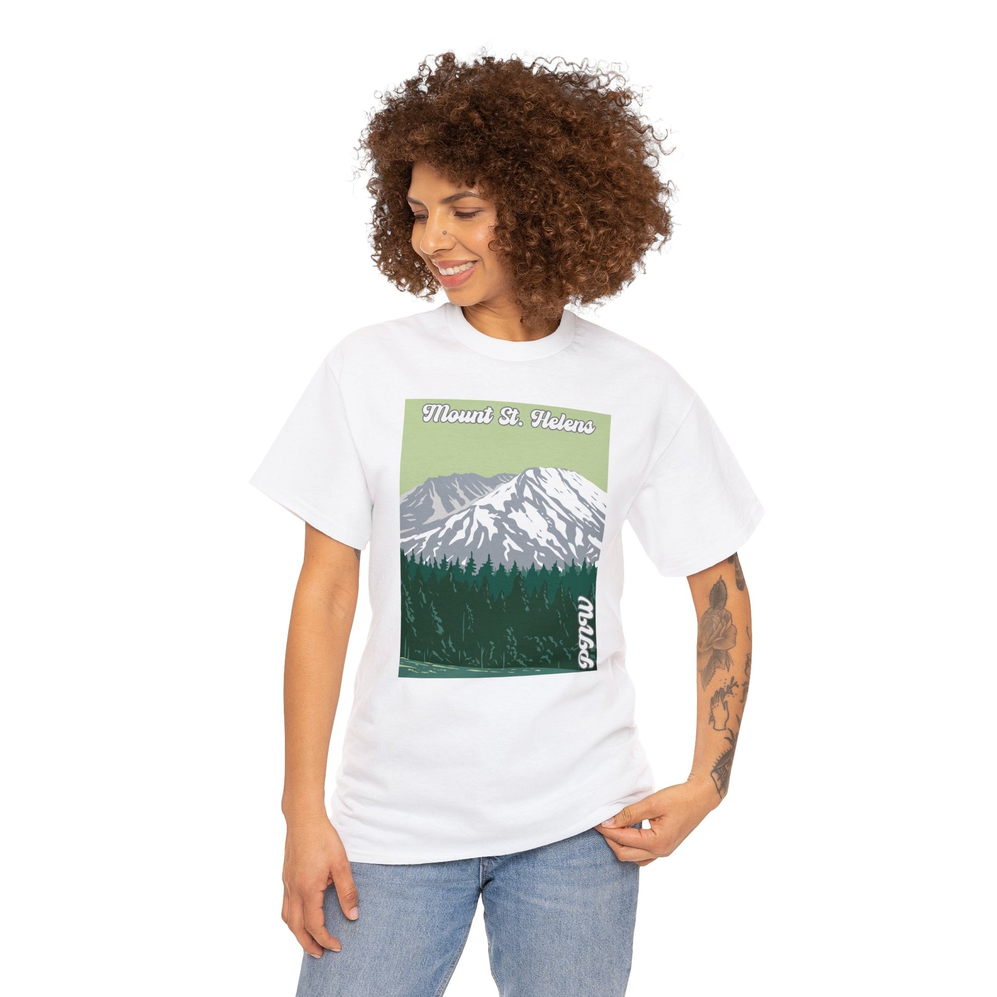 PNW Mount St. Helens T-Shirt - Unisex Heavy Cotton Tee - Bigfoot Bigheart Studio