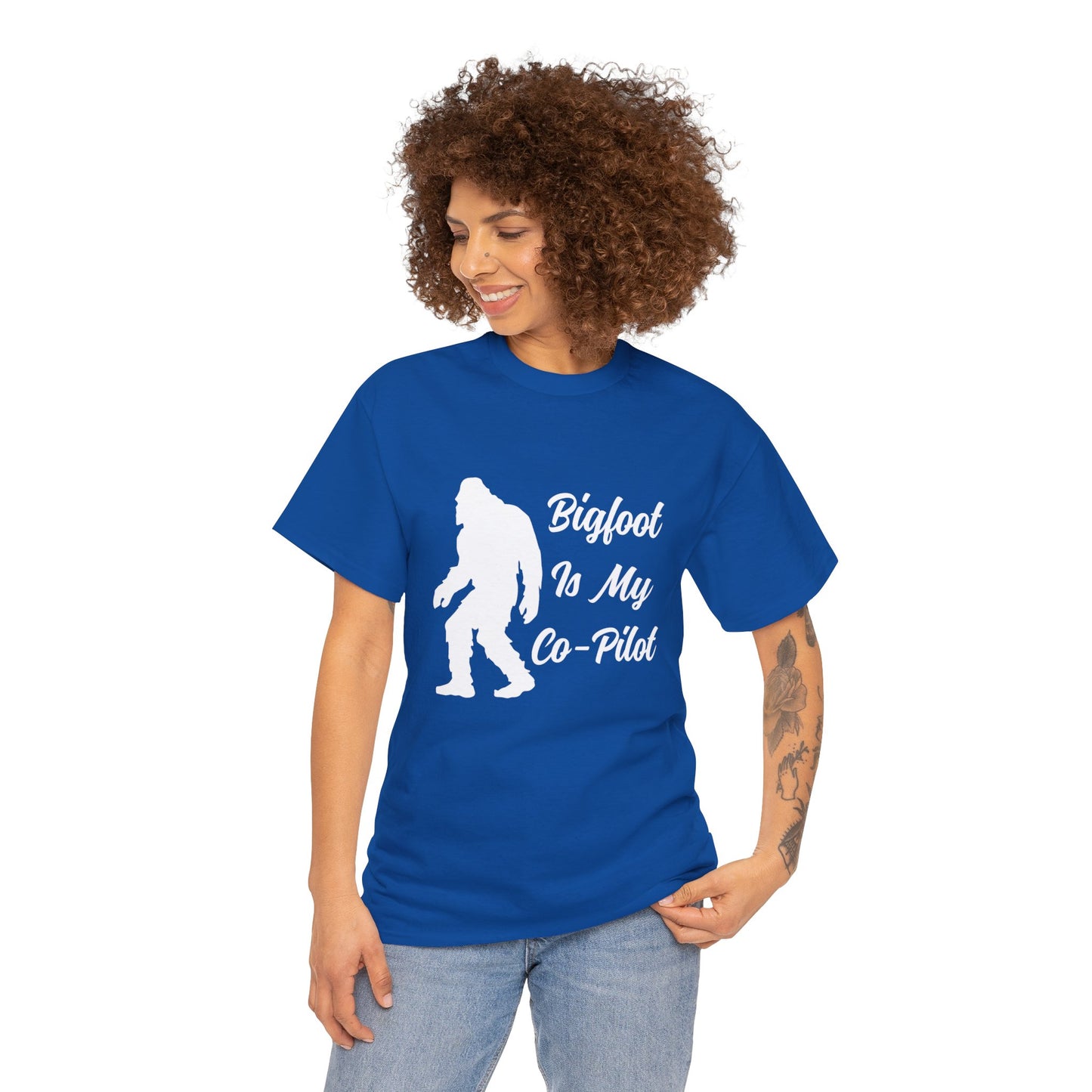 Bigfoot Is My Co-Pilot - Unisex Heavy Cotton Tee